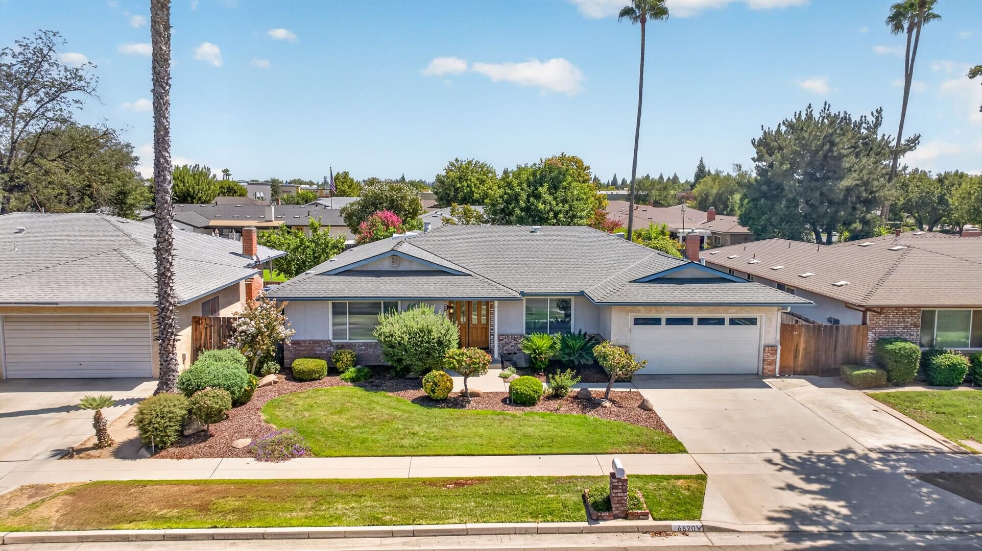 Professionally photographed Fresno home exterior at dusk